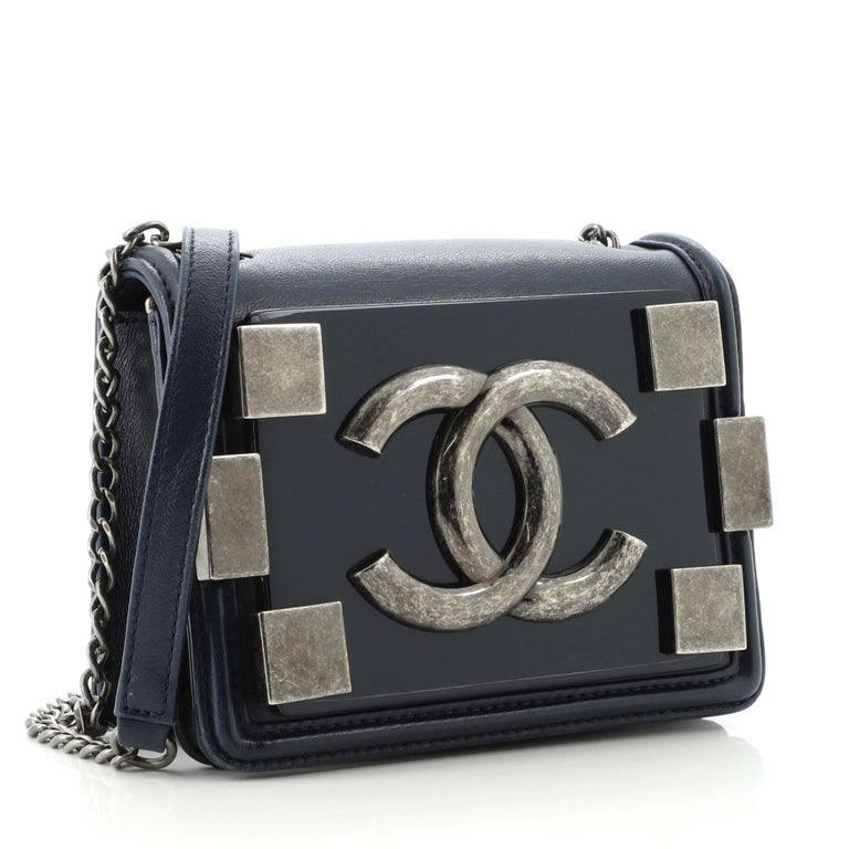 Chanel Boy Brick Flap Bag Lambskin and Plexiglass Mini at 1stDibs