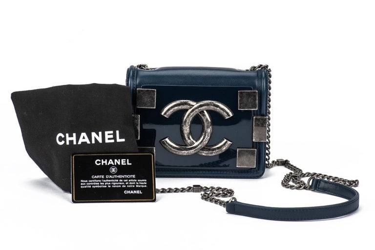 Chanel Boy Brick Flap Bag Navy For Sale at 1stDibs