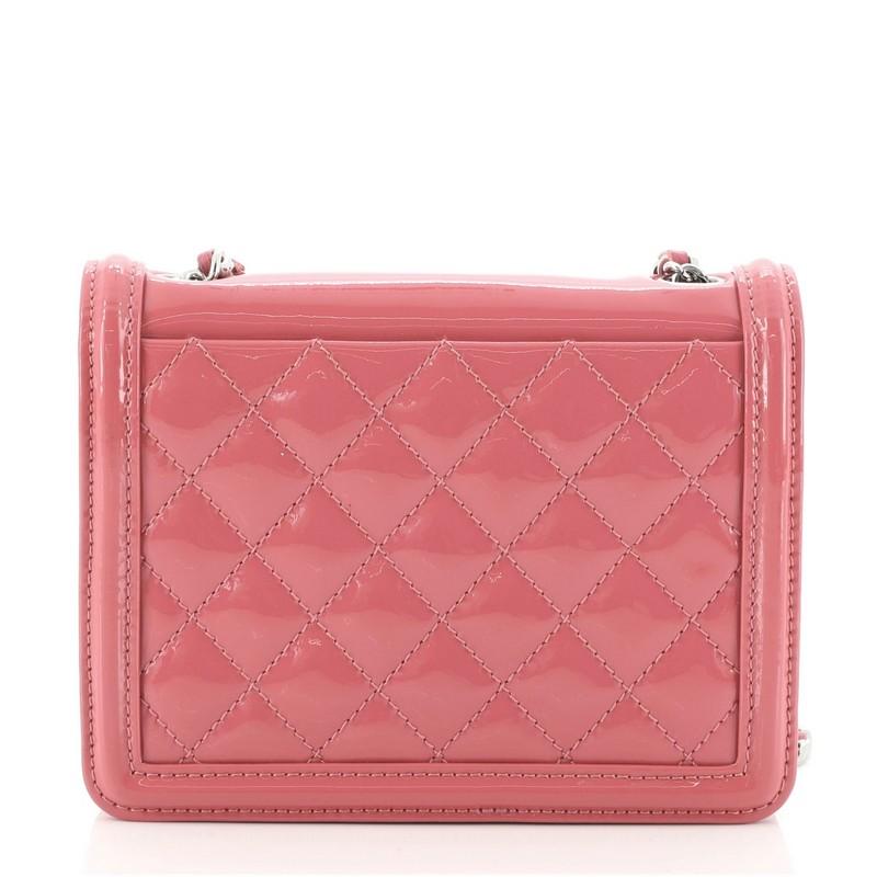 Pink Chanel Boy Brick Flap Bag Patent and Plexiglass Mini