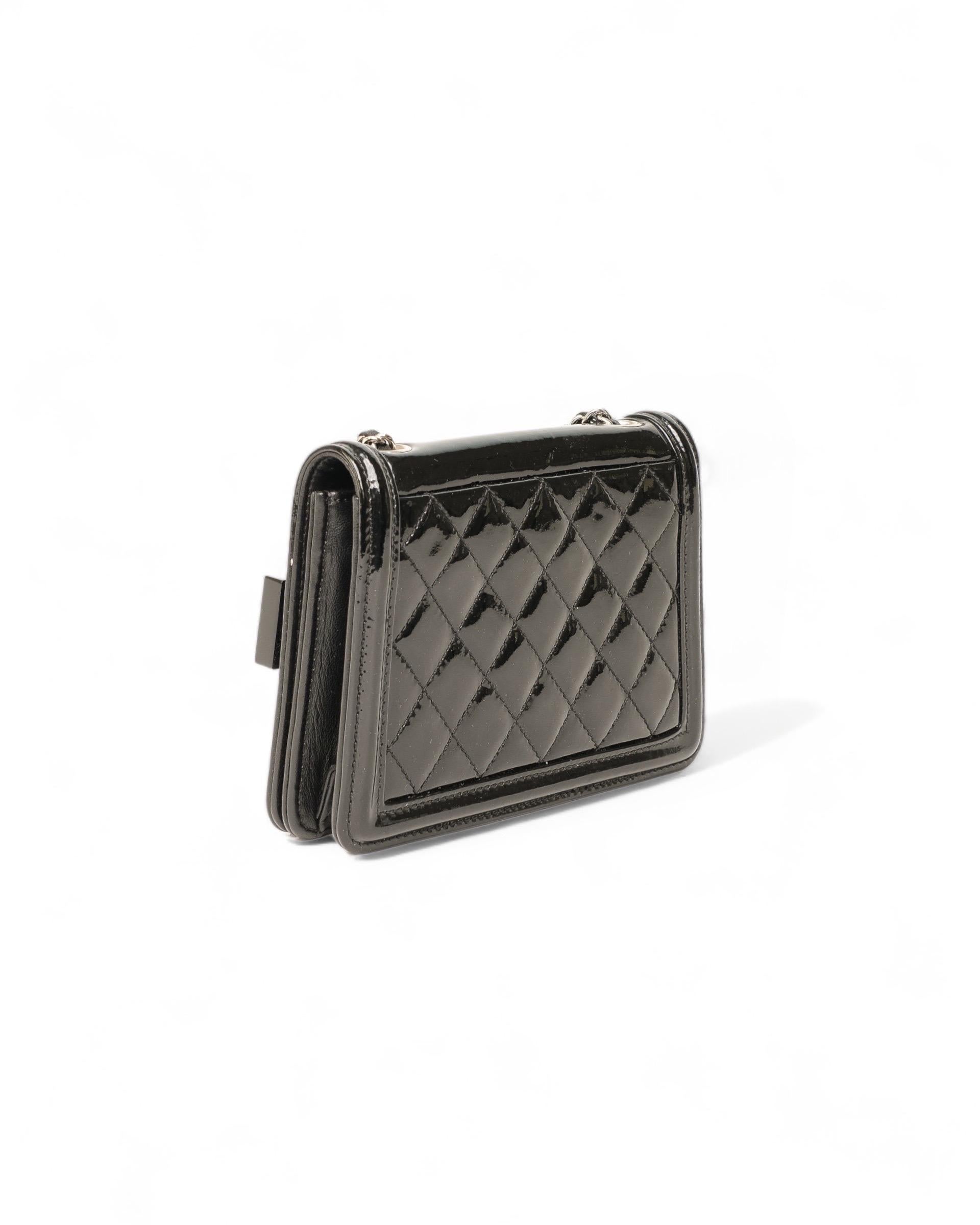 Chanel Boy Brick Lego Crystal Nera Borsa A Tracolla For Sale 1