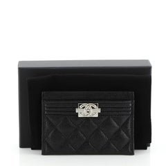 Chanel Boy Card Holder Quilted Caviar