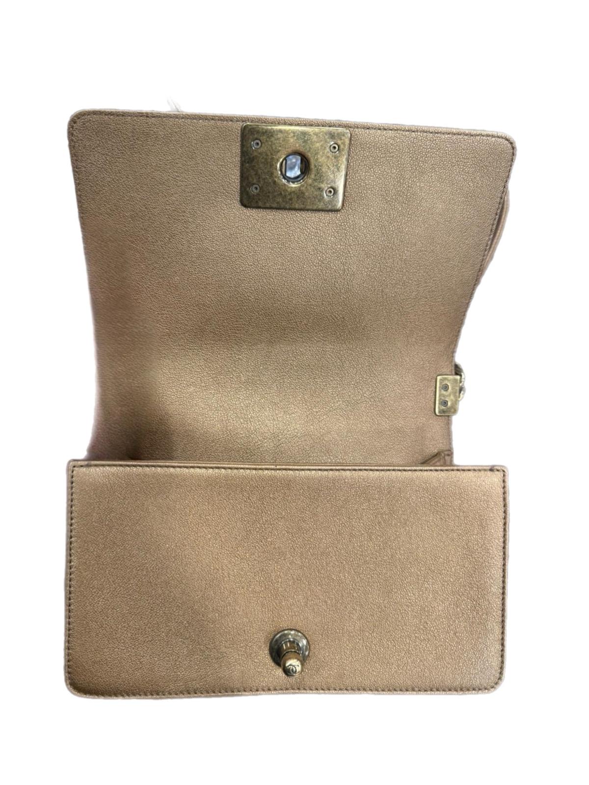 Women's Chanel Boy CC Logo Cut-out Shoulder Bag Metallic Gold