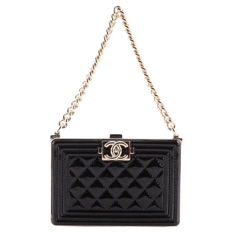 Chanel Boy Chain Box Minaudiere Quilted Patent at 1stDibs