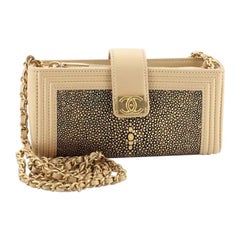 Chanel Boy Chain Phone Holder Crossbody Bag Stingray and Leather Mini