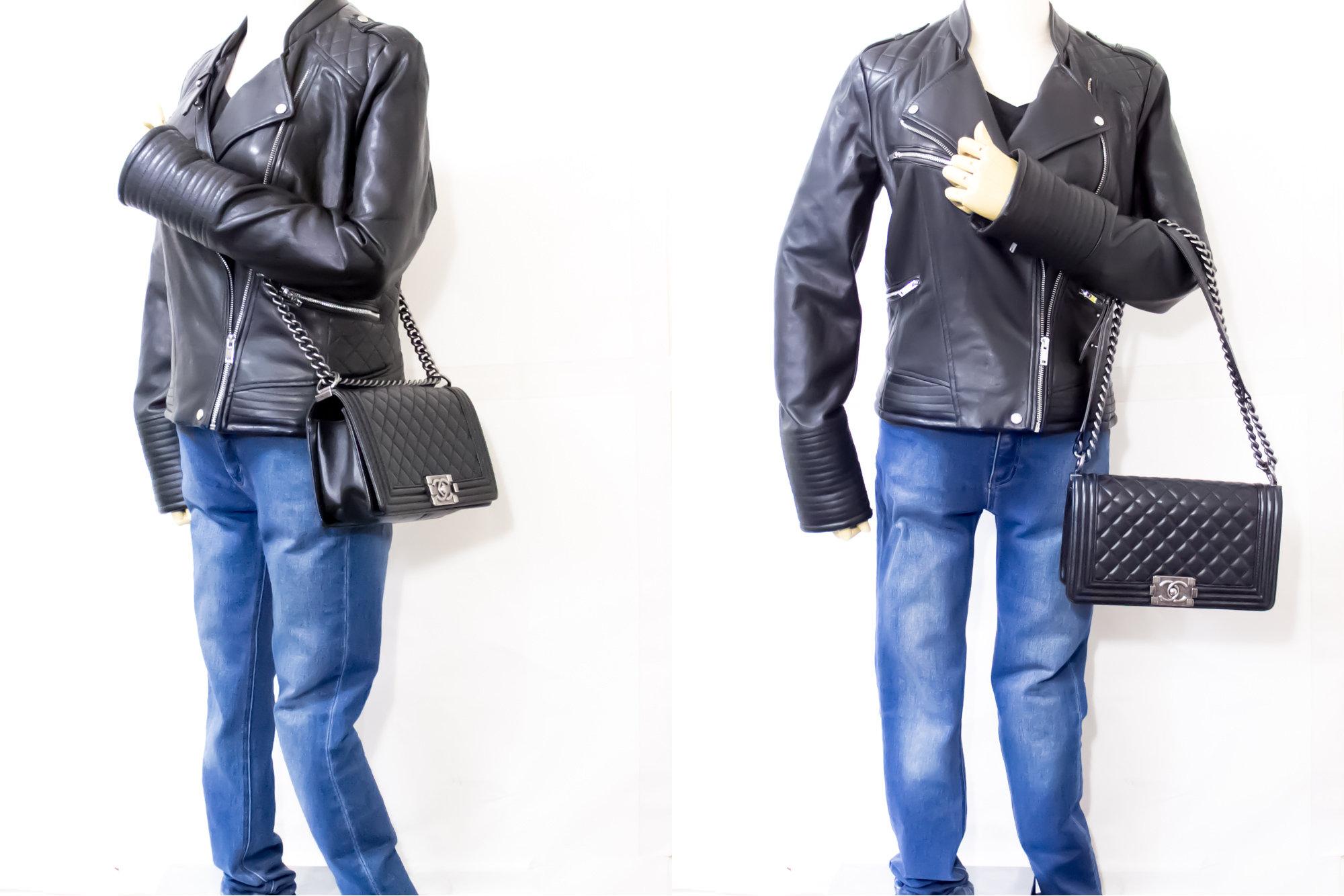 CHANEL Boy Chain Shoulder Bag Black Flap Quilted Calfskin Leather 7