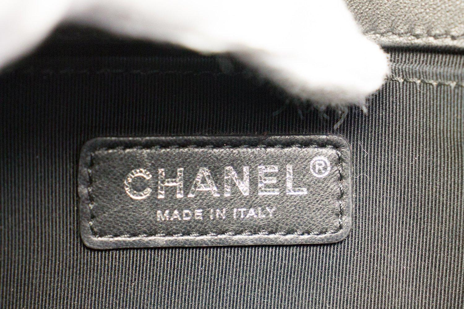 CHANEL Boy Chain Shoulder Bag Black Flap Quilted Calfskin Leather 12