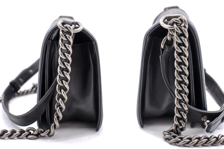 CHANEL Boy Chain Shoulder Bag Black Flap Quilted Calfskin Leather at 1stDibs