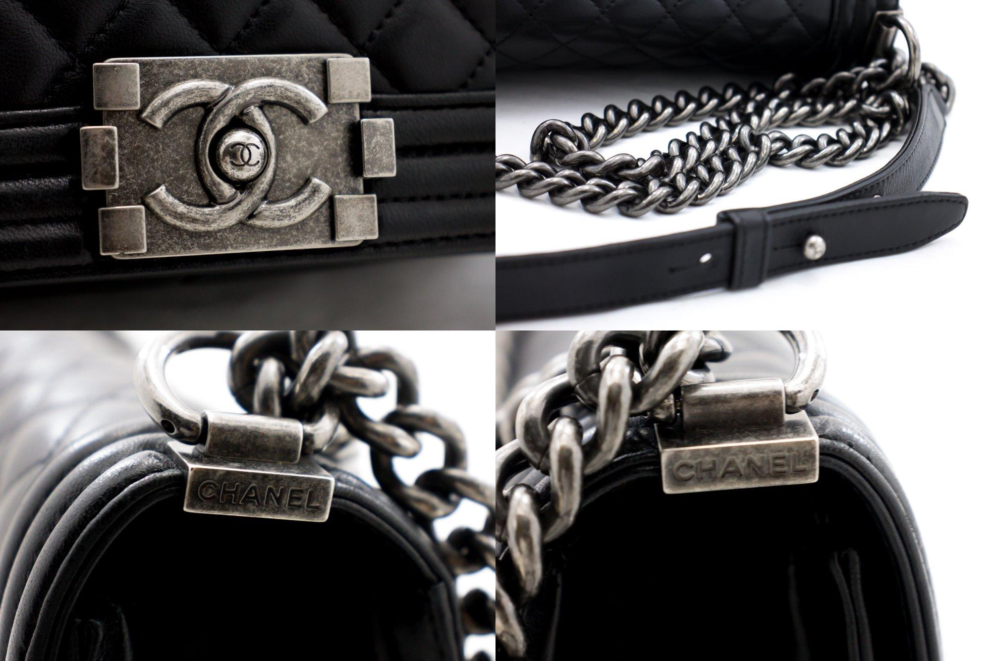 CHANEL Boy Chain Shoulder Bag Black Flap Quilted Calfskin Leather 3