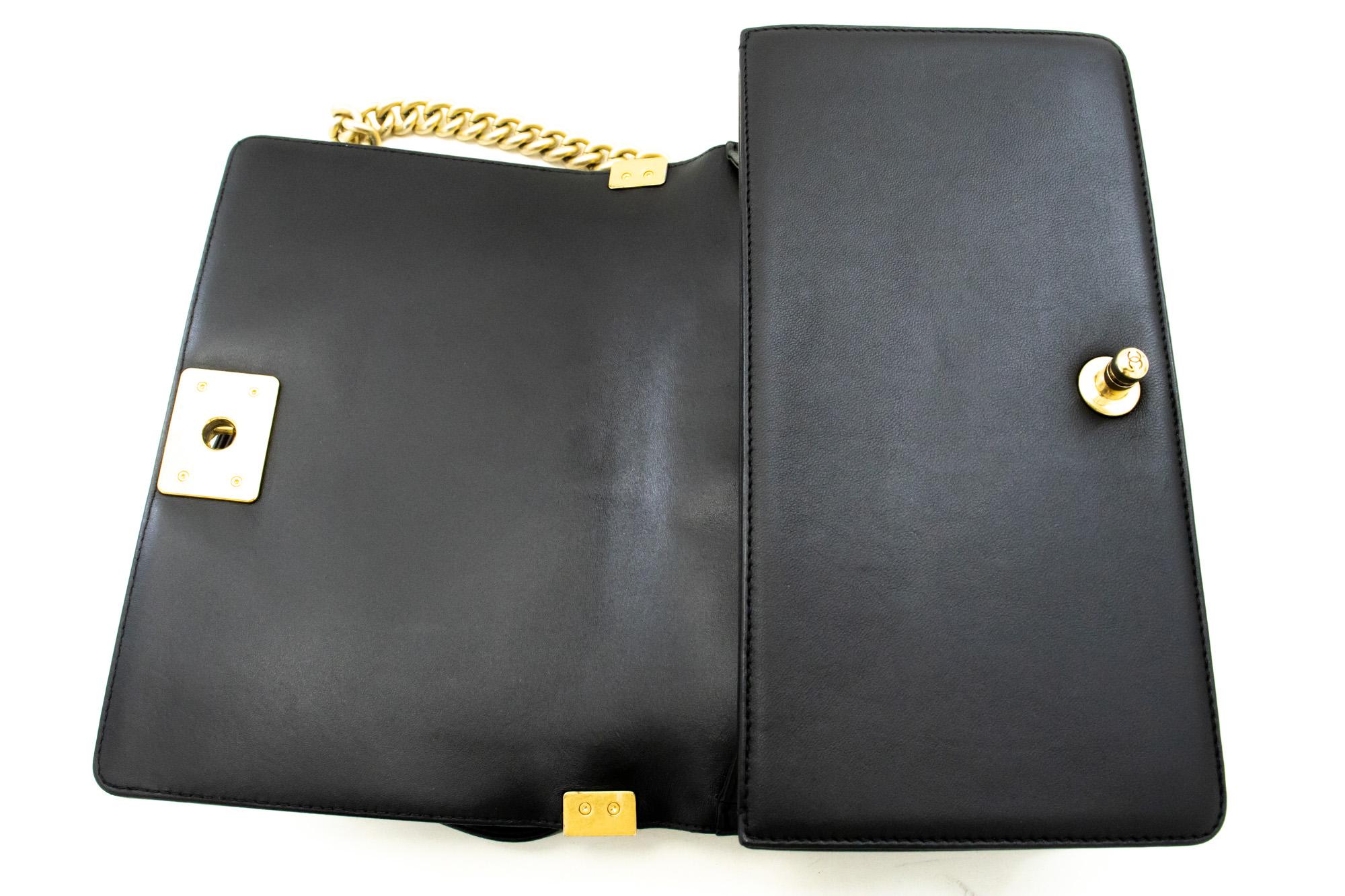 CHANEL Boy Chain Shoulder Bag Black Flap Quilted Lambskin Leather For Sale 6