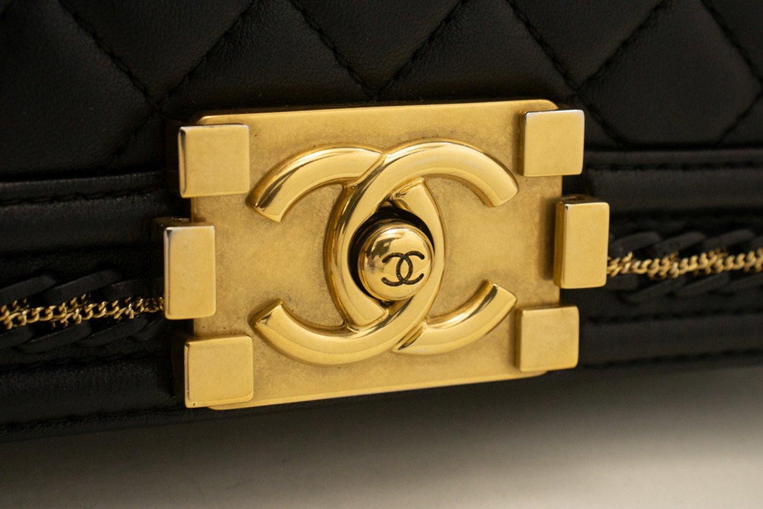 CHANEL Boy Chain Shoulder Bag Black Flap Quilted Lambskin Leather For Sale 8