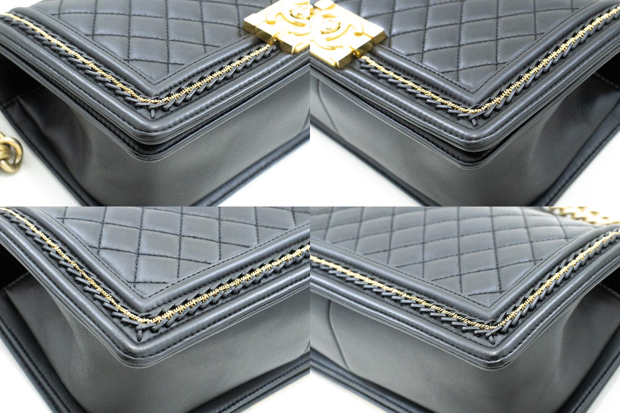 CHANEL Boy Chain Shoulder Bag Black Flap Quilted Lambskin Leather For Sale 2