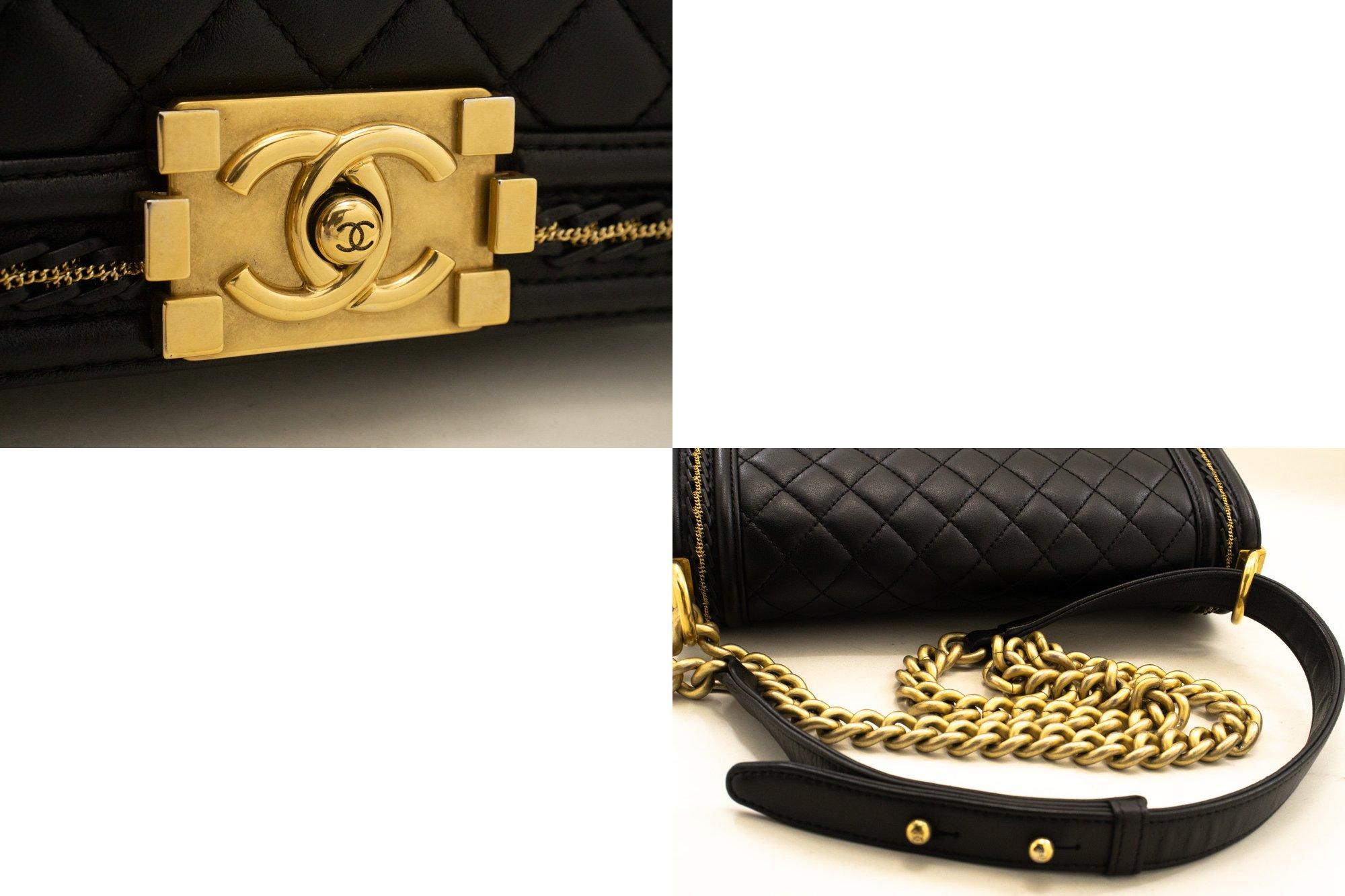 CHANEL Boy Chain Shoulder Bag Black Flap Quilted Lambskin Leather For Sale 3