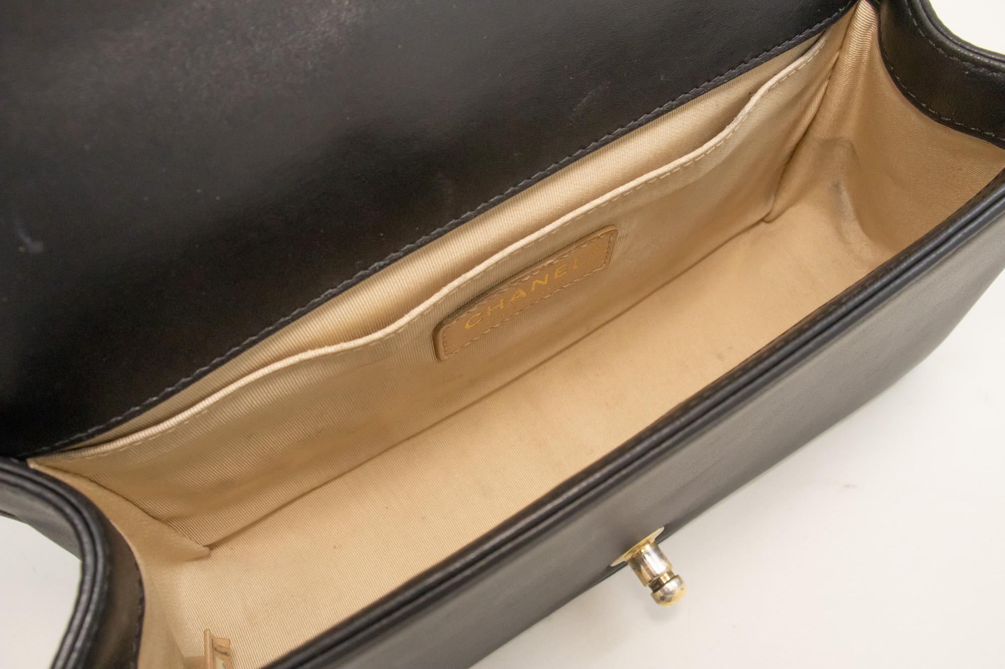 CHANEL Boy Chain Shoulder Bag Black Flap Quilted Lambskin Leather For Sale 5