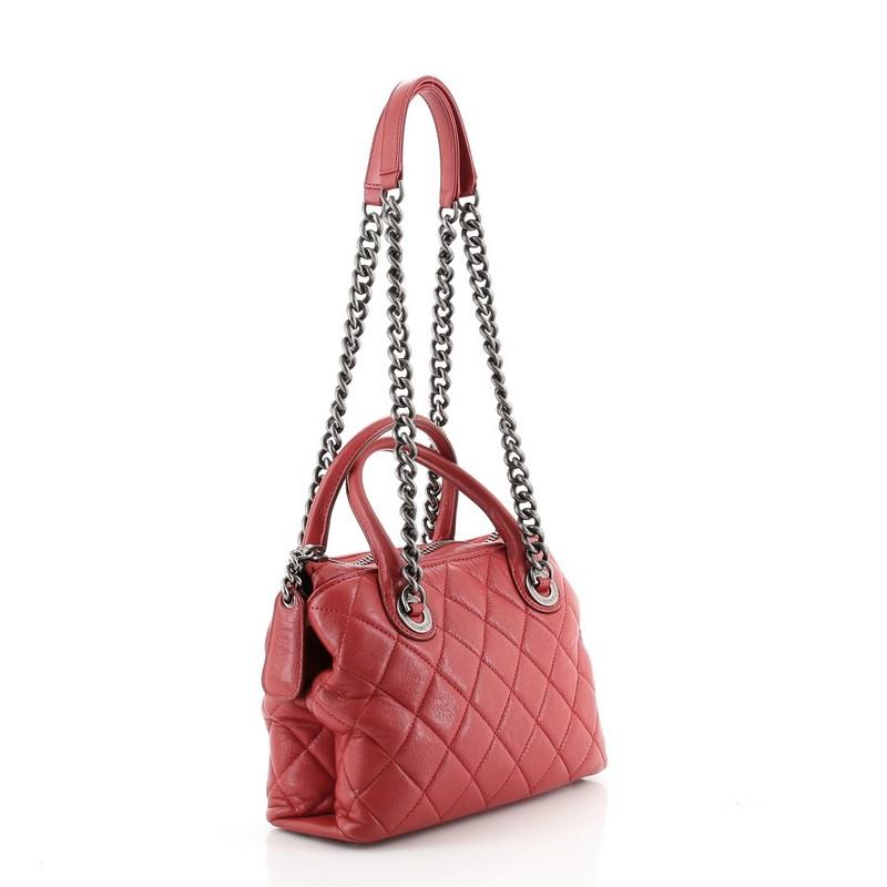 Pink Chanel Boy Chained Tote Quilted Calfskin Small