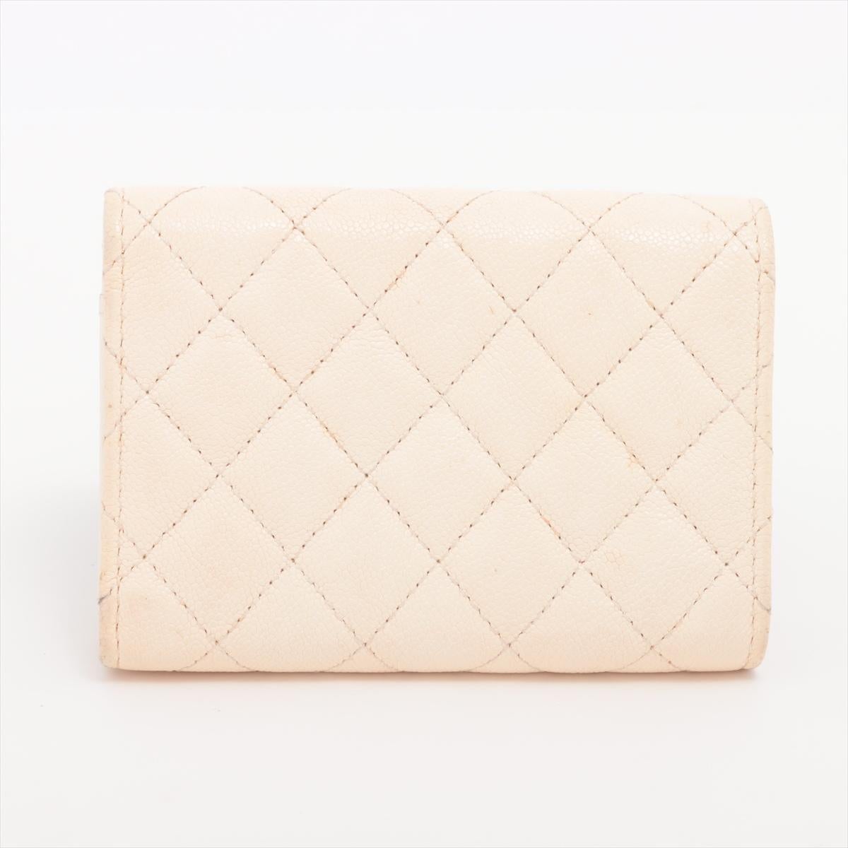 White Chanel Boy Chanel Caviar Skin Compact Wallet Ivory For Sale