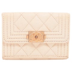 Chanel Boy Chanel Caviar Skin Compact Wallet Ivory