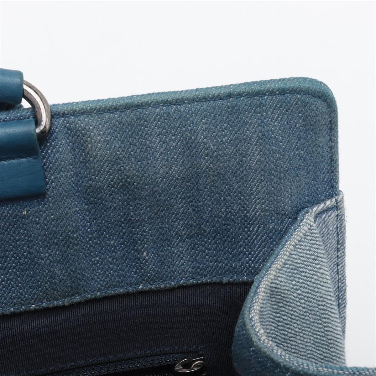 Chanel Boy Chevron Denim Leather Tote Bag Blue 10