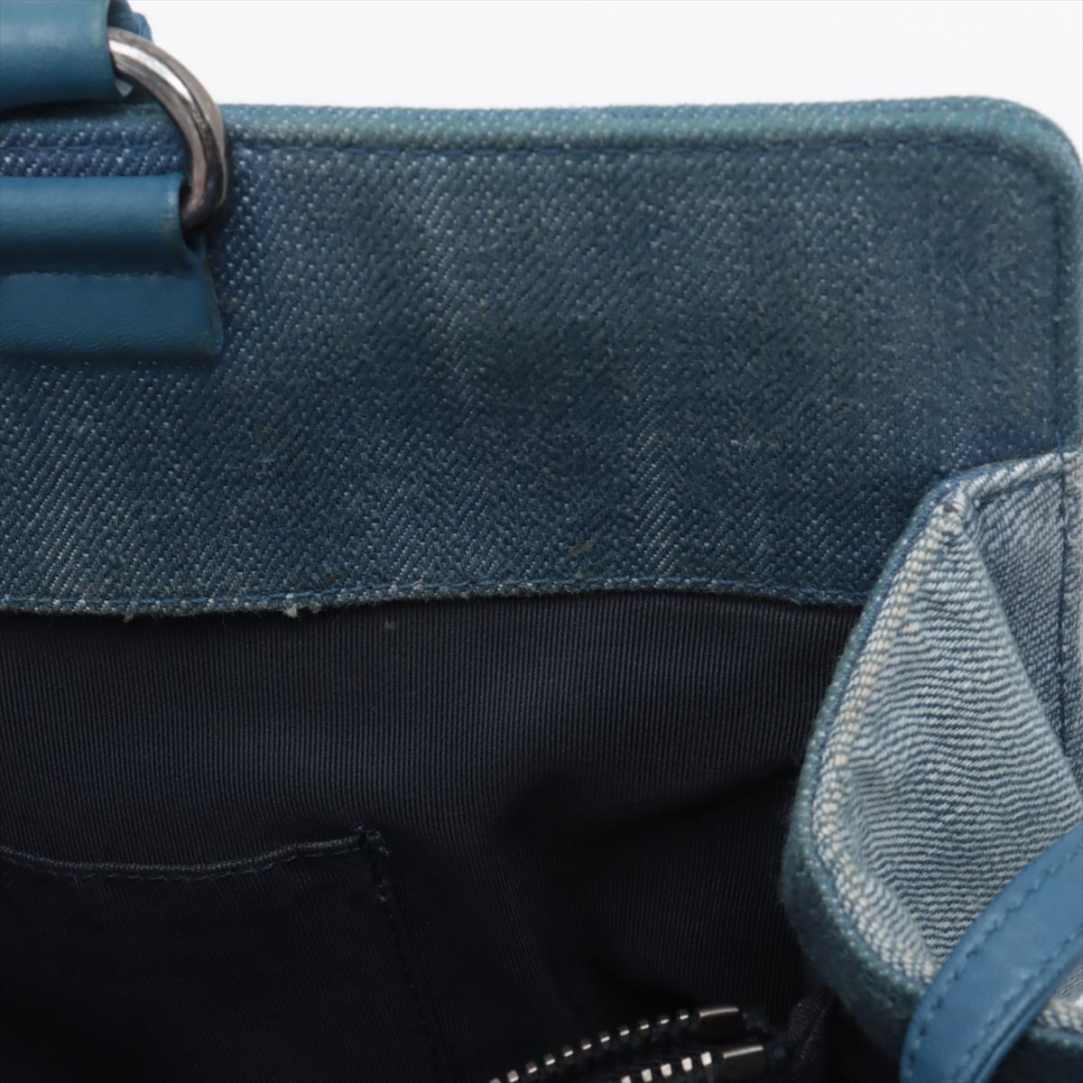 Chanel Boy Chevron Denim Leather Tote Bag Blue 11
