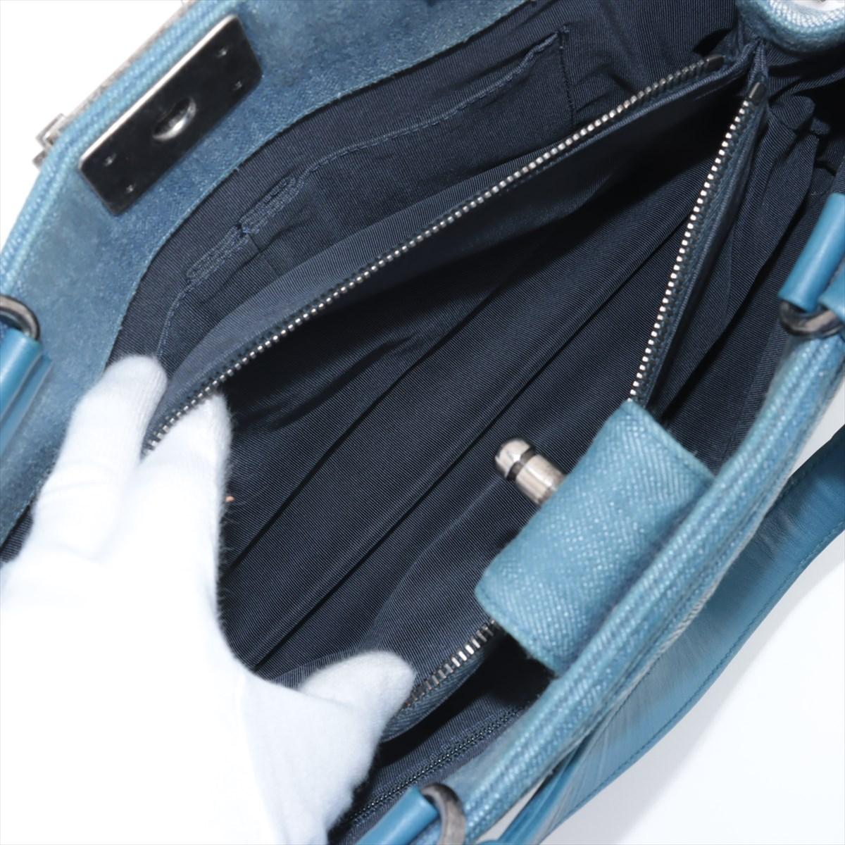 Chanel Boy Chevron Denim Leather Tote Bag Blue 13