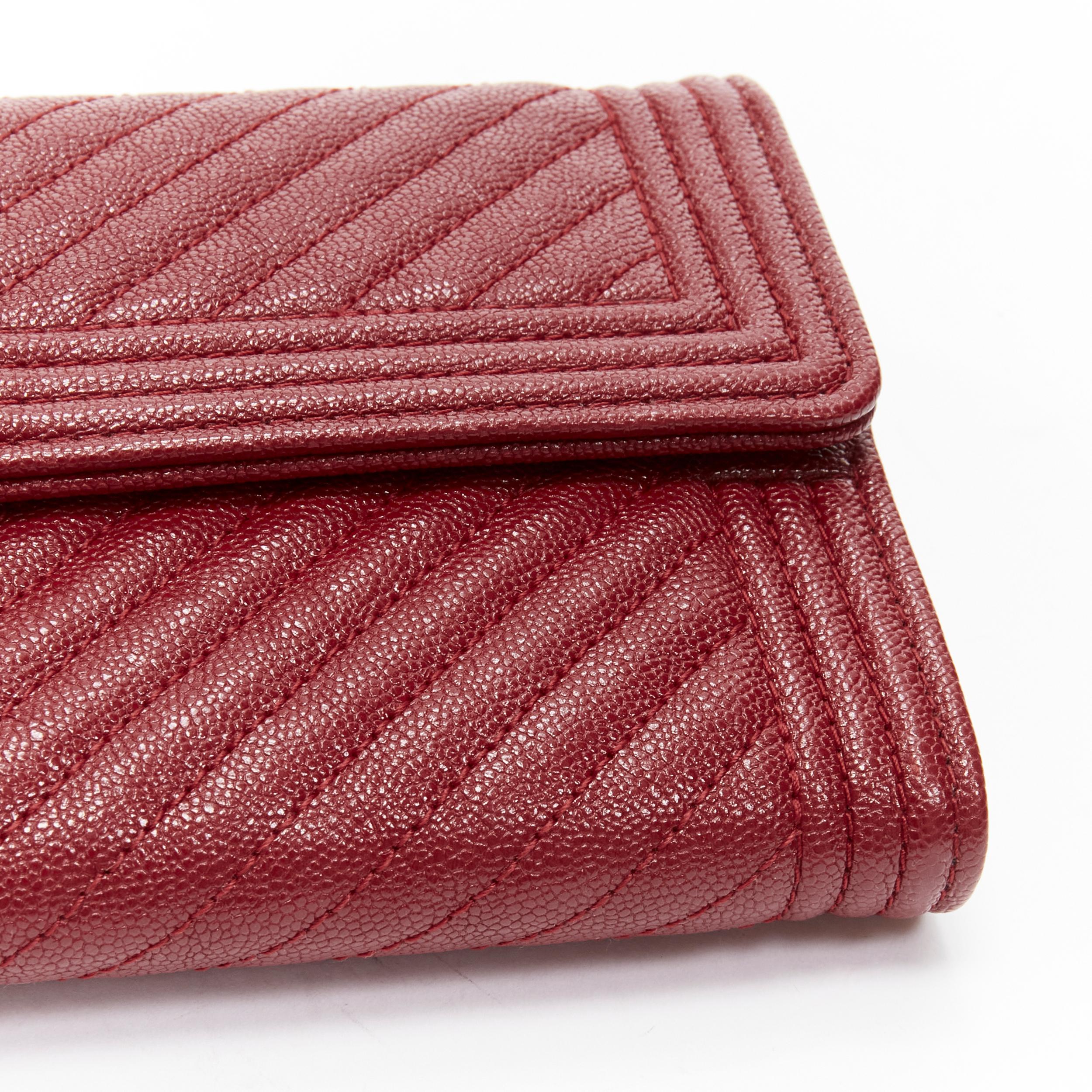 CHANEL Boy chevron red caviar gold CC logo flap long wallet For Sale 1