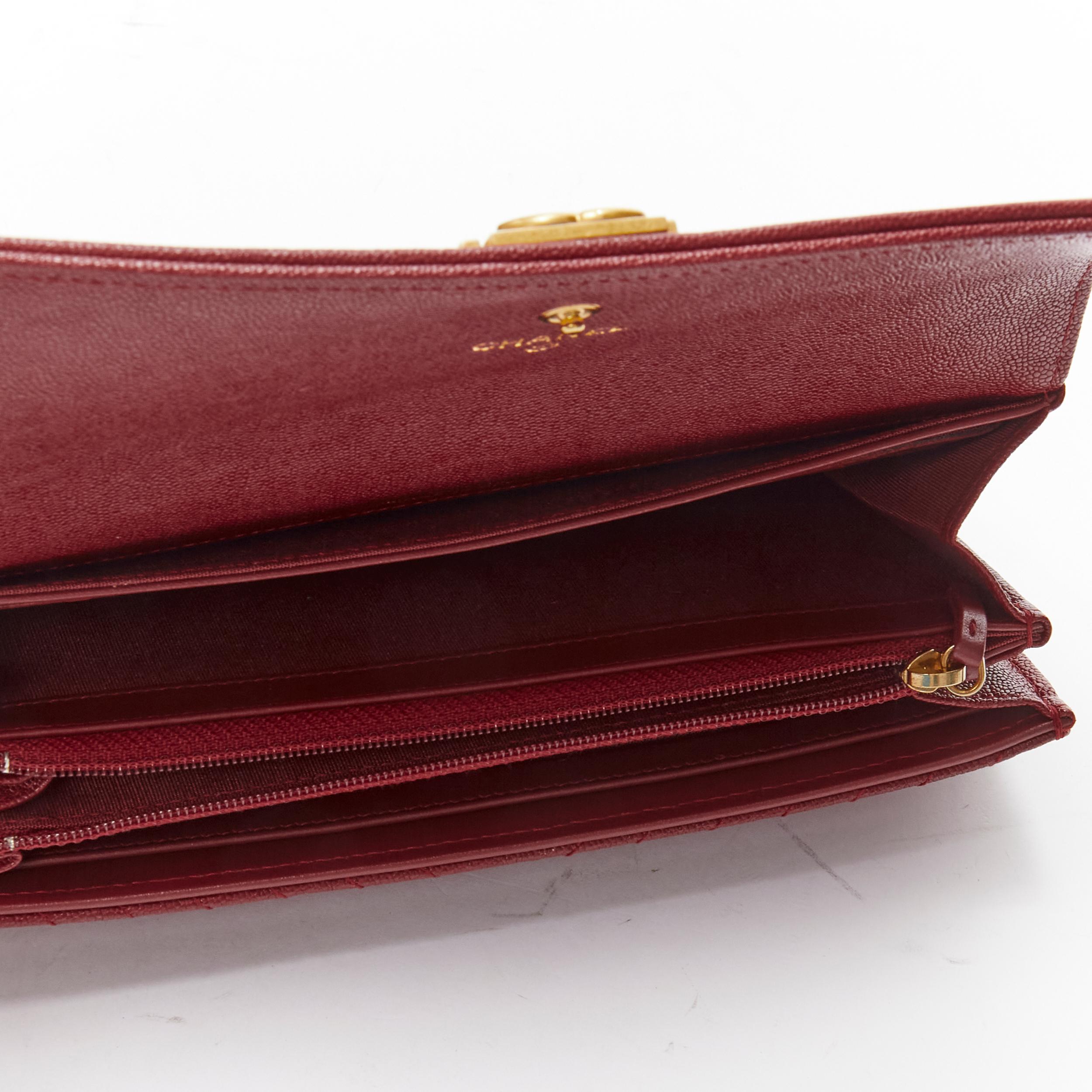 CHANEL Boy chevron red caviar gold CC logo flap long wallet For Sale 2