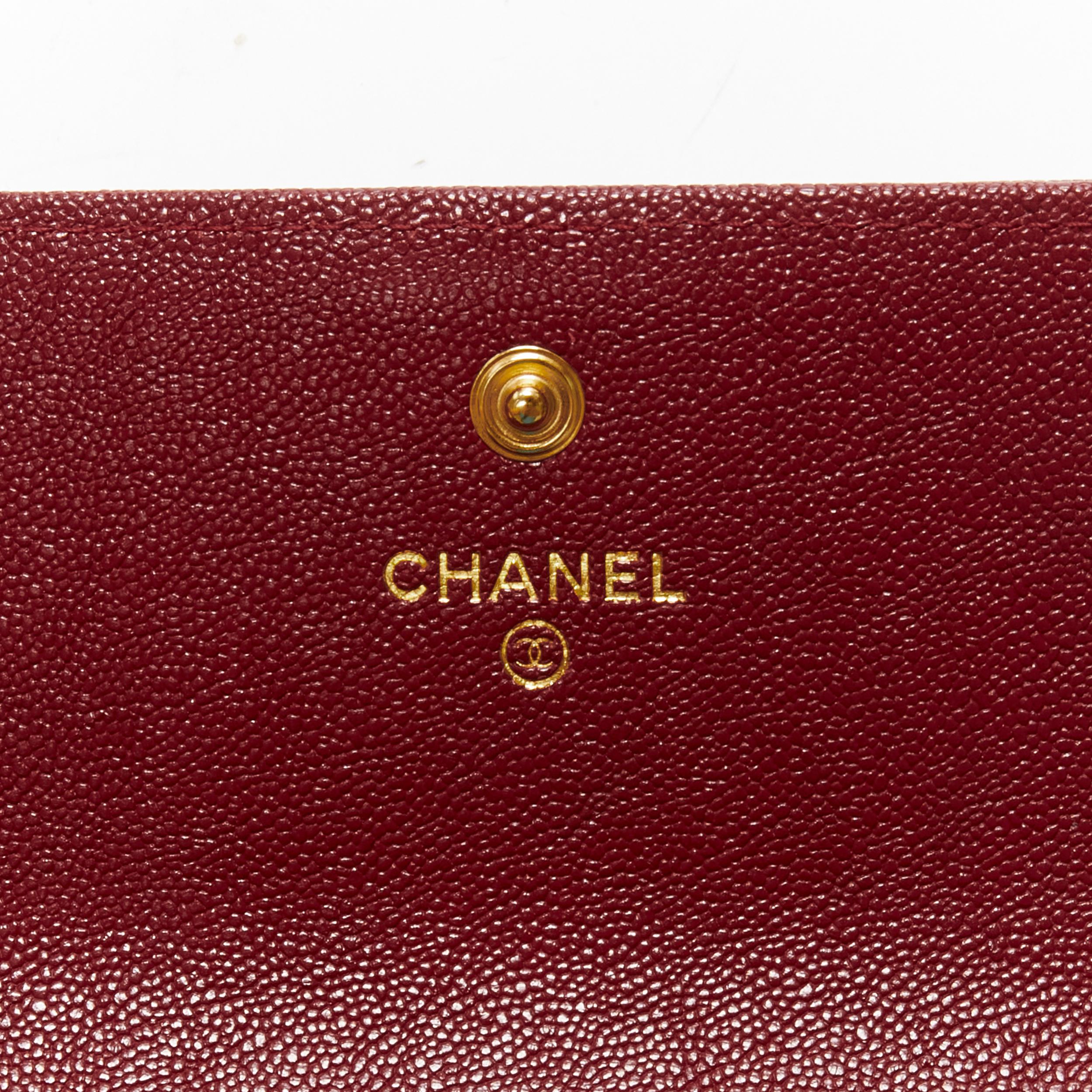 CHANEL Boy chevron red caviar gold CC logo flap long wallet For Sale 3