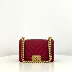 CHANEL Boy Chevron Red Caviar Leather Handbag 2018–2019