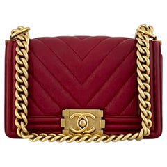 CHANEL Boy Chevron Red Caviar Leather Handbag 2018–2019