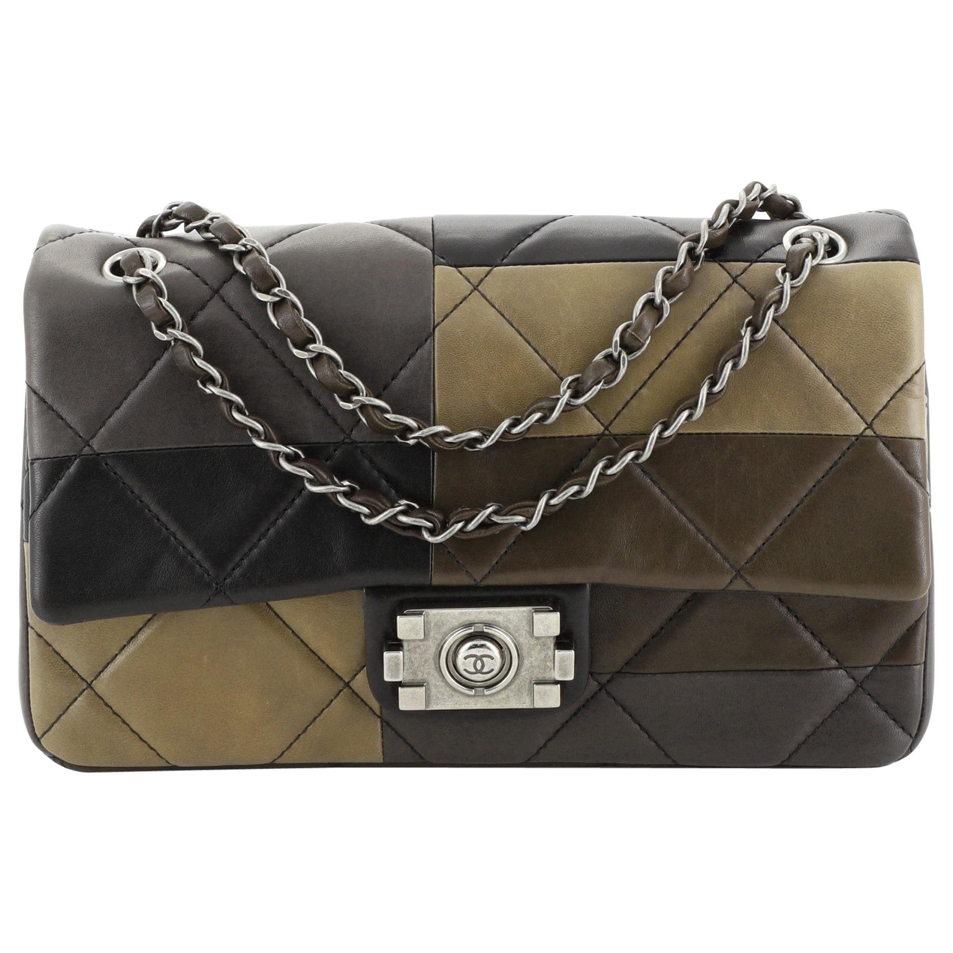 Chanel Boy Clasp Flap Bag Patchwork Quilted Lambskin Medium