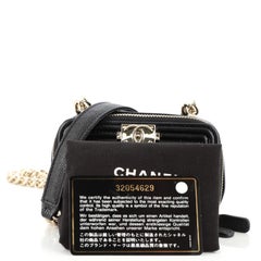 Chanel Boy Clutch mit Kette Gesteppt Kaviar