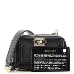 Chanel Boy Clutch mit Kette Gesteppt Kaviar