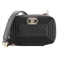 Chanel Boy Clutch with Chain Quilted Caviar