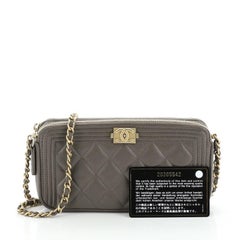Chanel Boy Double Zip Clutch with Chain Quilted Lambskin