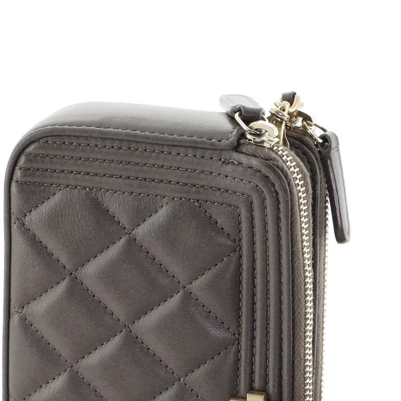 Women's or Men's Chanel Boy Double Zip Clutch with Chain Quilted Lambskin
