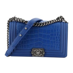 CHANEL BOY ALLIGATOR BAG Blue Exotic leather ref.225438 - Joli Closet