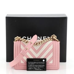Chanel Boy Flap Bag Braided Chevron Cording and Calfskin Small