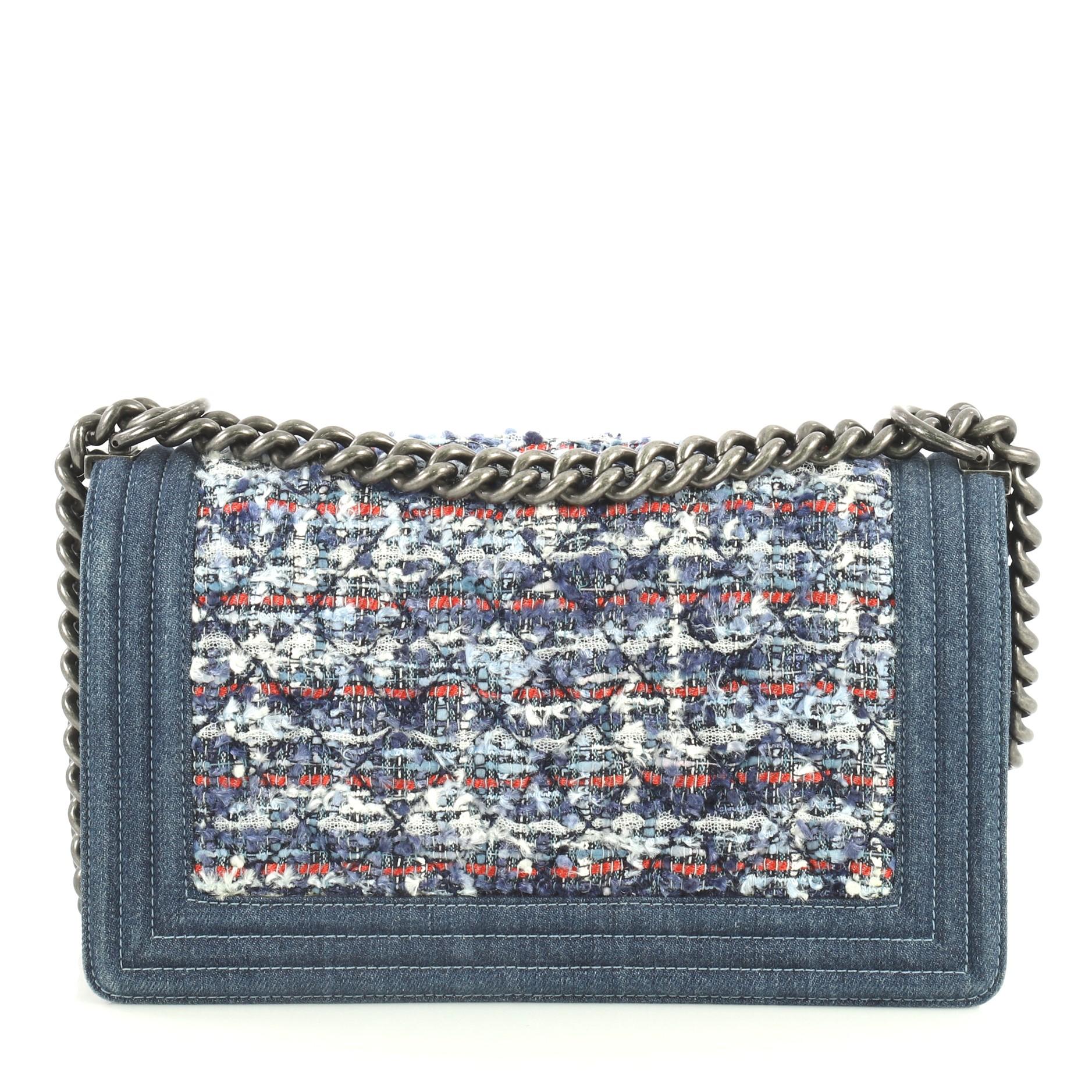 chanel tweed boy bag