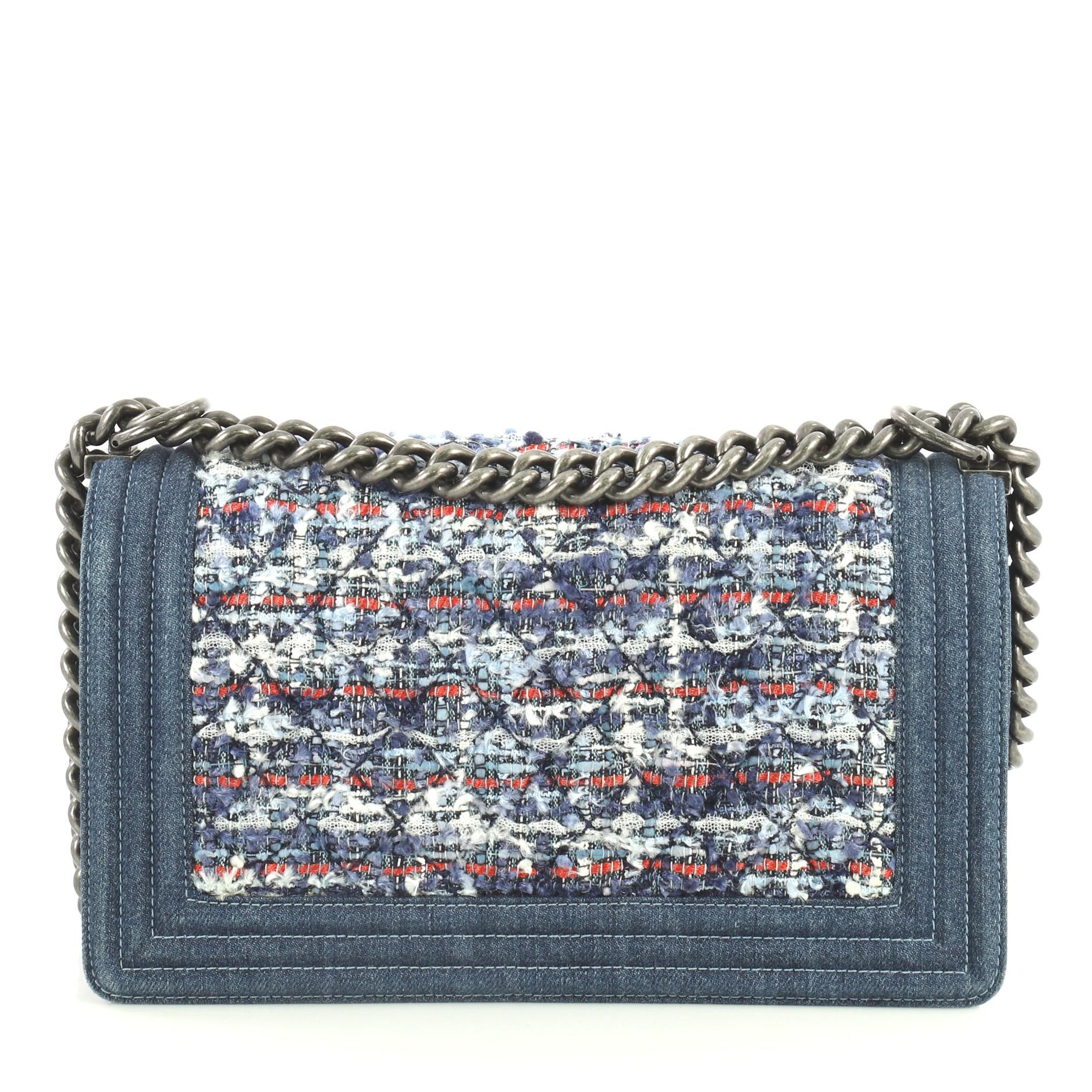 chanel tweed boy bag