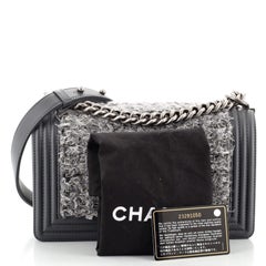 Chanel Boy Flap Bag Braided Tweed Old Medium