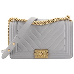 Chanel Boy Flap Bag Chevron Calfskin Old Medium