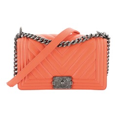 Chanel Boy Flap Bag Chevron Calfskin Old Medium