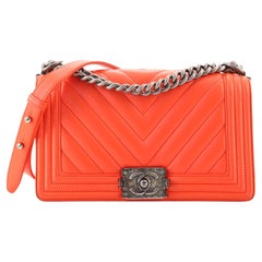 Chanel Boy Flap Bag Chevron Calfskin Old Medium
