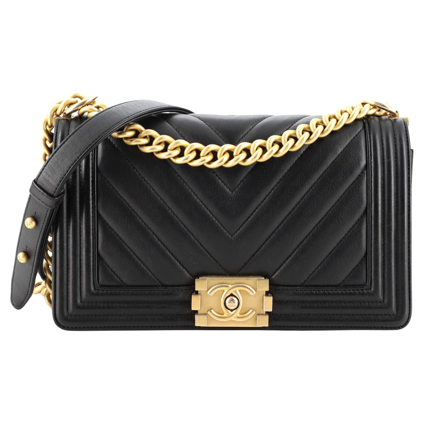 Chanel Boy Flap Bag Chevron Calfskin Old Medium