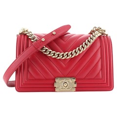 Chanel Boy Flap Bag Chevron Calfskin Old Medium
