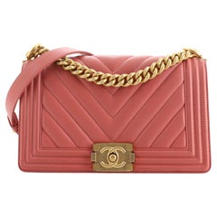 Chanel Boy Flap Bag Chevron Calfskin Old Medium