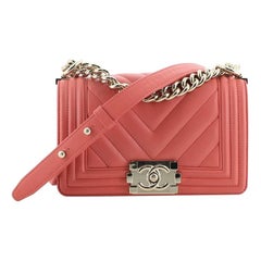 Chanel Boy Flap Bag Chevron Calfskin Small