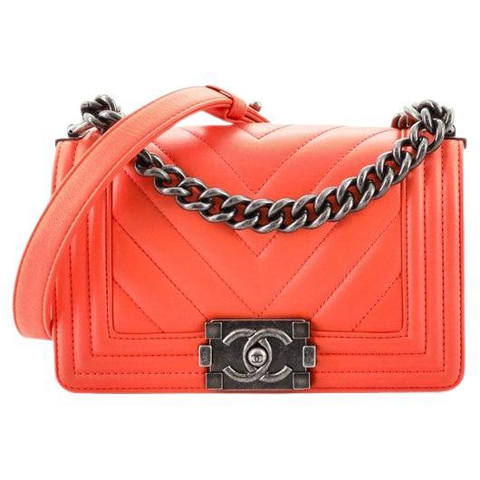 Chanel Boy Flap Bag Chevron Calfskin Small