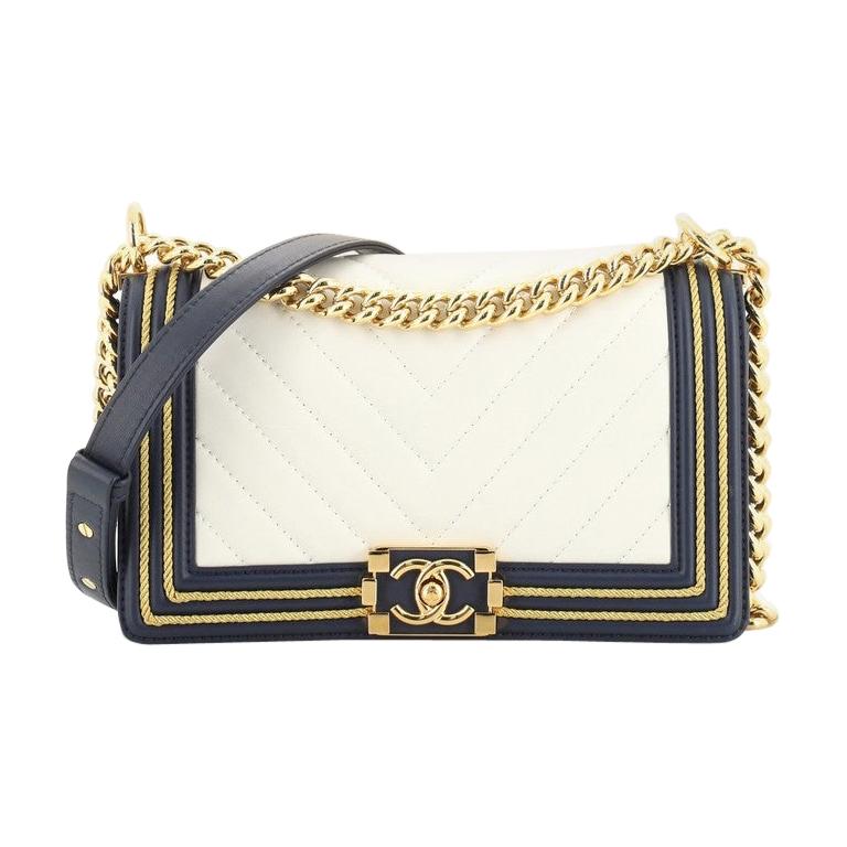 Chanel Boy Flap Bag Chevron Calfskin with Braided Detail Old