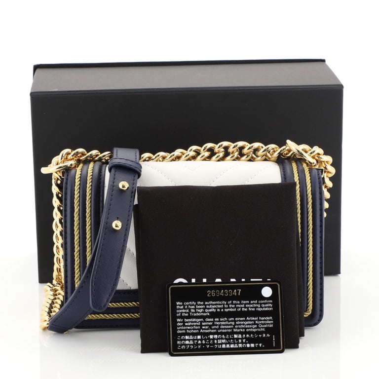 Chanel Boy Flap Bag Chevron Calfskin with Braided Detail Small at