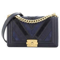 Chanel Boy Flap Bag Chevron Caviar and Calfskin Old Medium